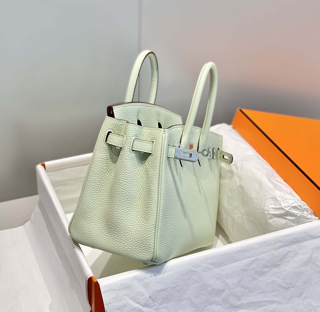 Hermes Birkin Designer Tote Bag Togo Leather 28565 bubble green - Silver / 25cm - View 3
