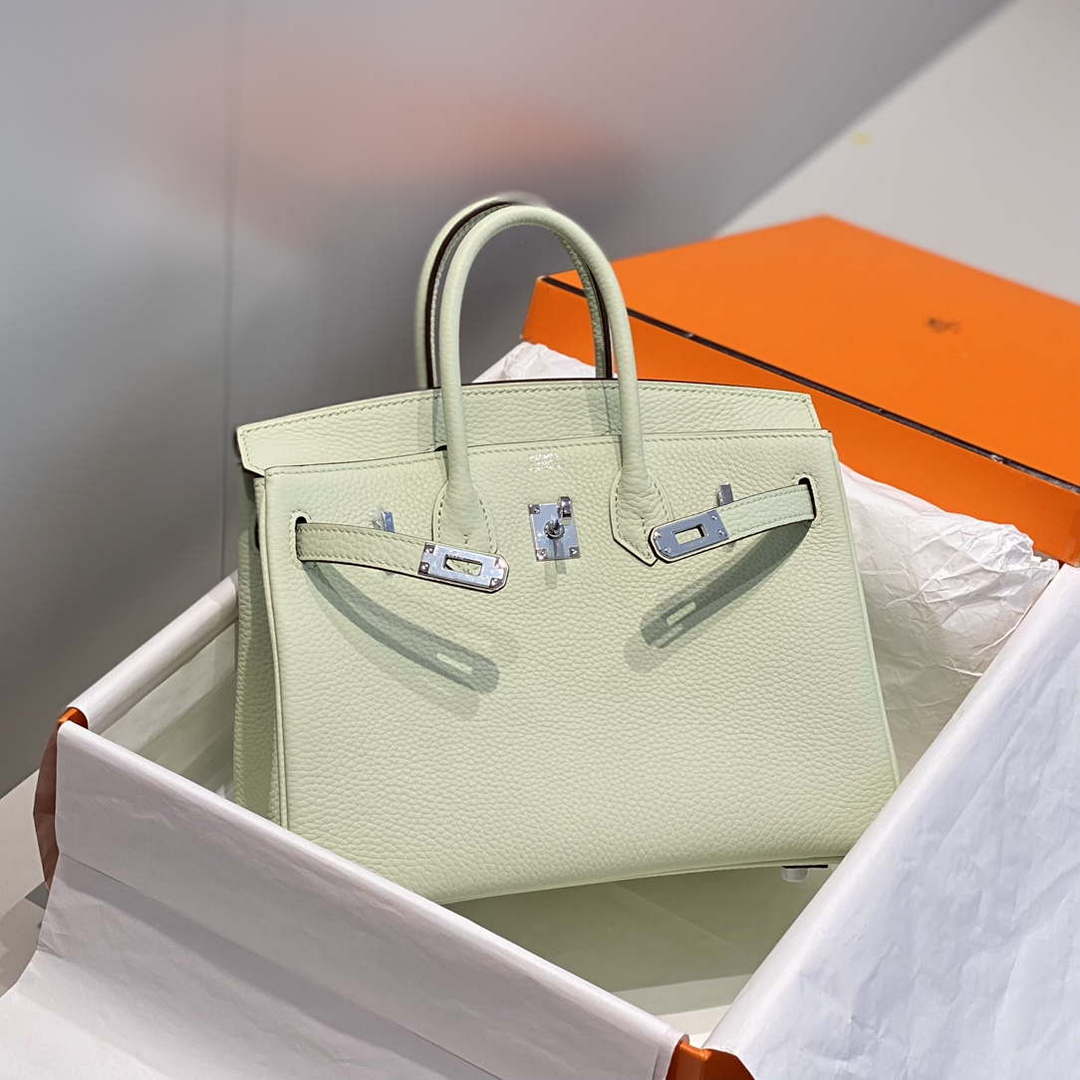 Hermes Birkin Designer Tote Bag Togo Leather 28565 bubble green - Silver / 25cm - View 4