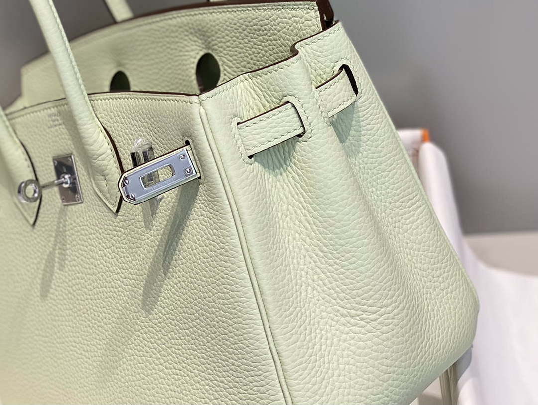 Hermes Birkin Designer Tote Bag Togo Leather 28565 bubble green - Silver / 25cm - View 8