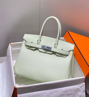 Hermes Birkin Designer Tote Bag Togo Leather 28565 bubble green - Silver / 25cm - View 10