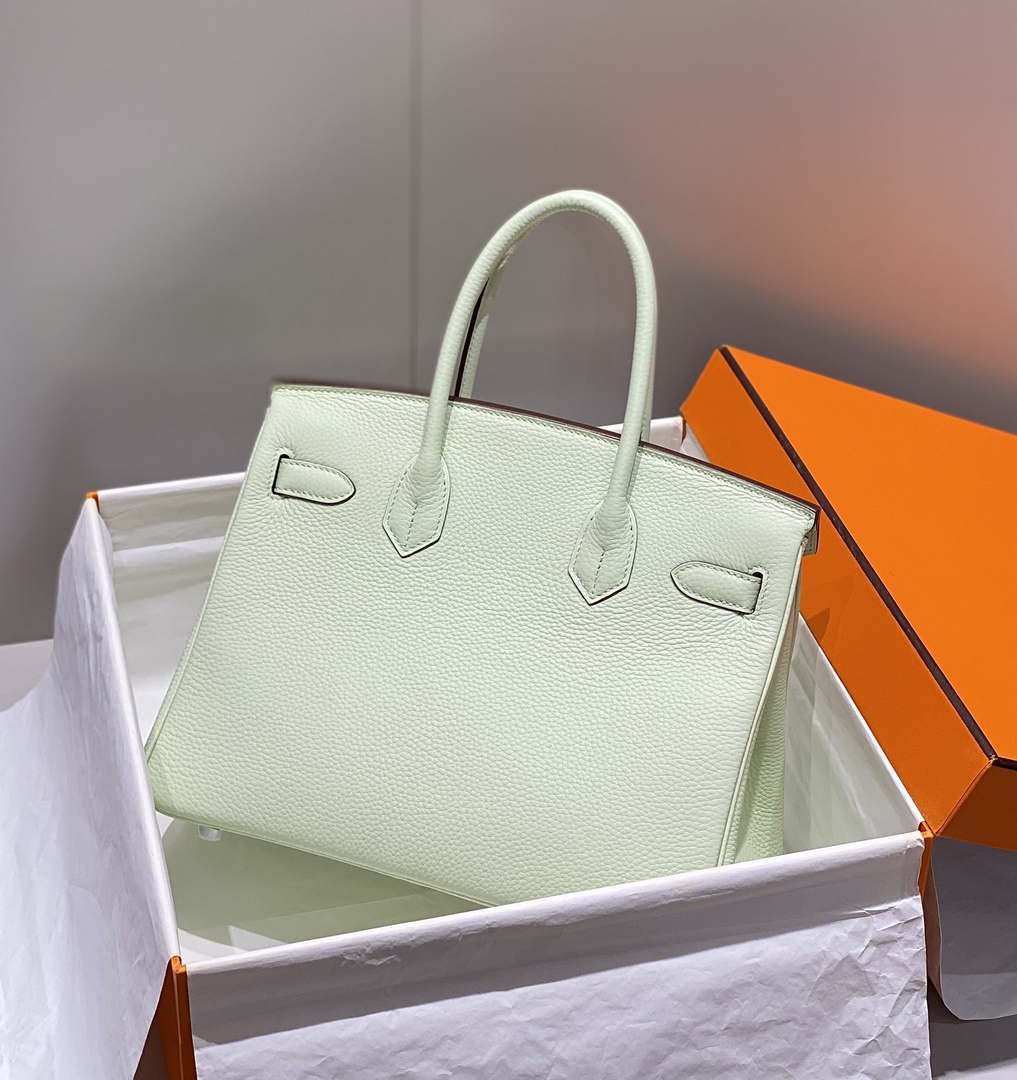 Hermes Birkin Designer Tote Bag Togo Leather 28565 bubble green - Silver / 25cm - View 11