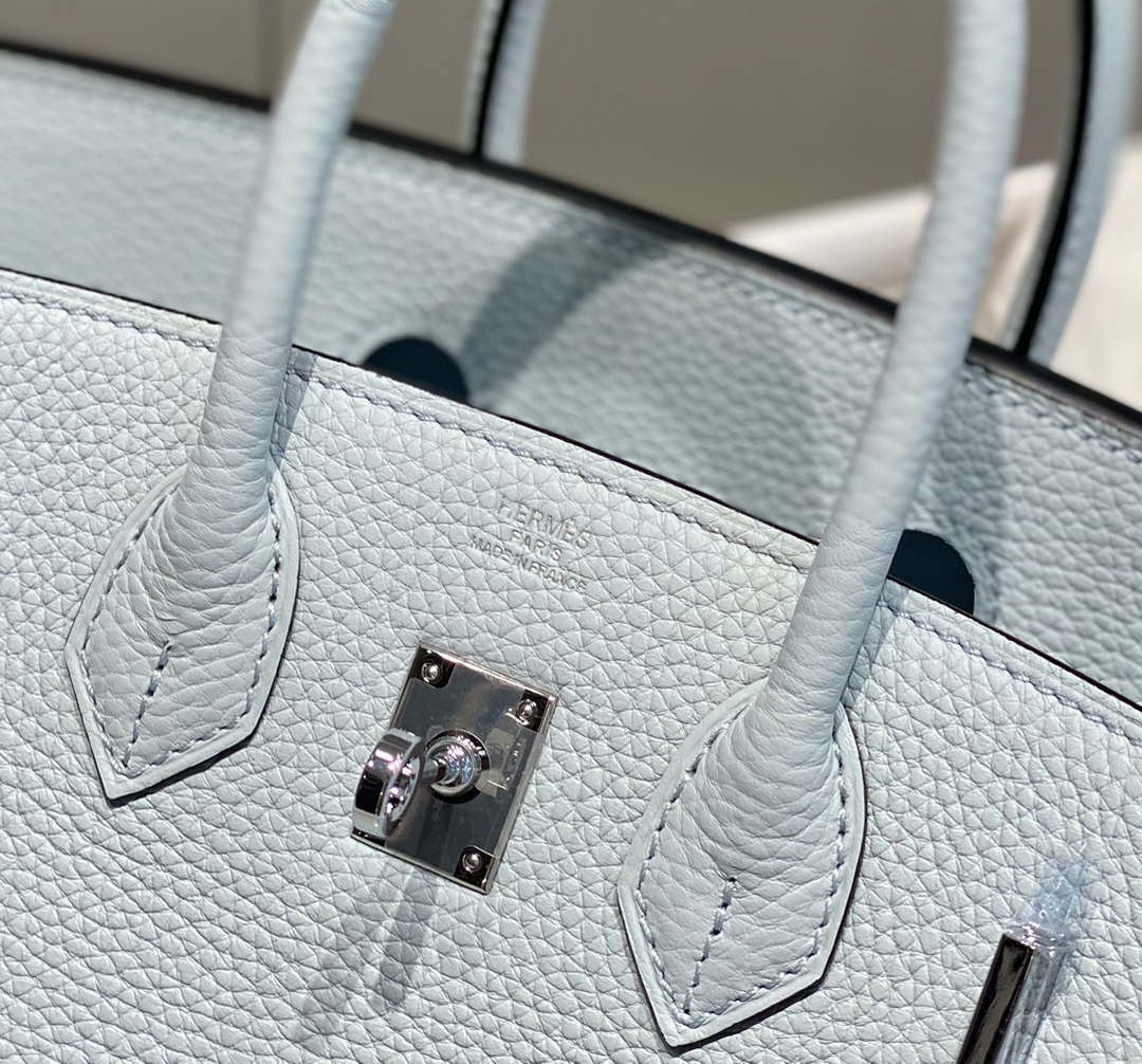 Hermes Birkin Designer Tote Bag Togo Leather 28566 Blue Pale