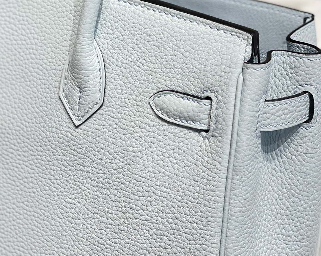 Hermes Birkin Designer Tote Bag Togo Leather 28566 Blue Pale - Silver / 25cm - View 6