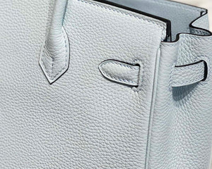 Hermes Birkin Designer Tote Bag Togo Leather 28566 Blue Pale - Silver / 25cm - View 6