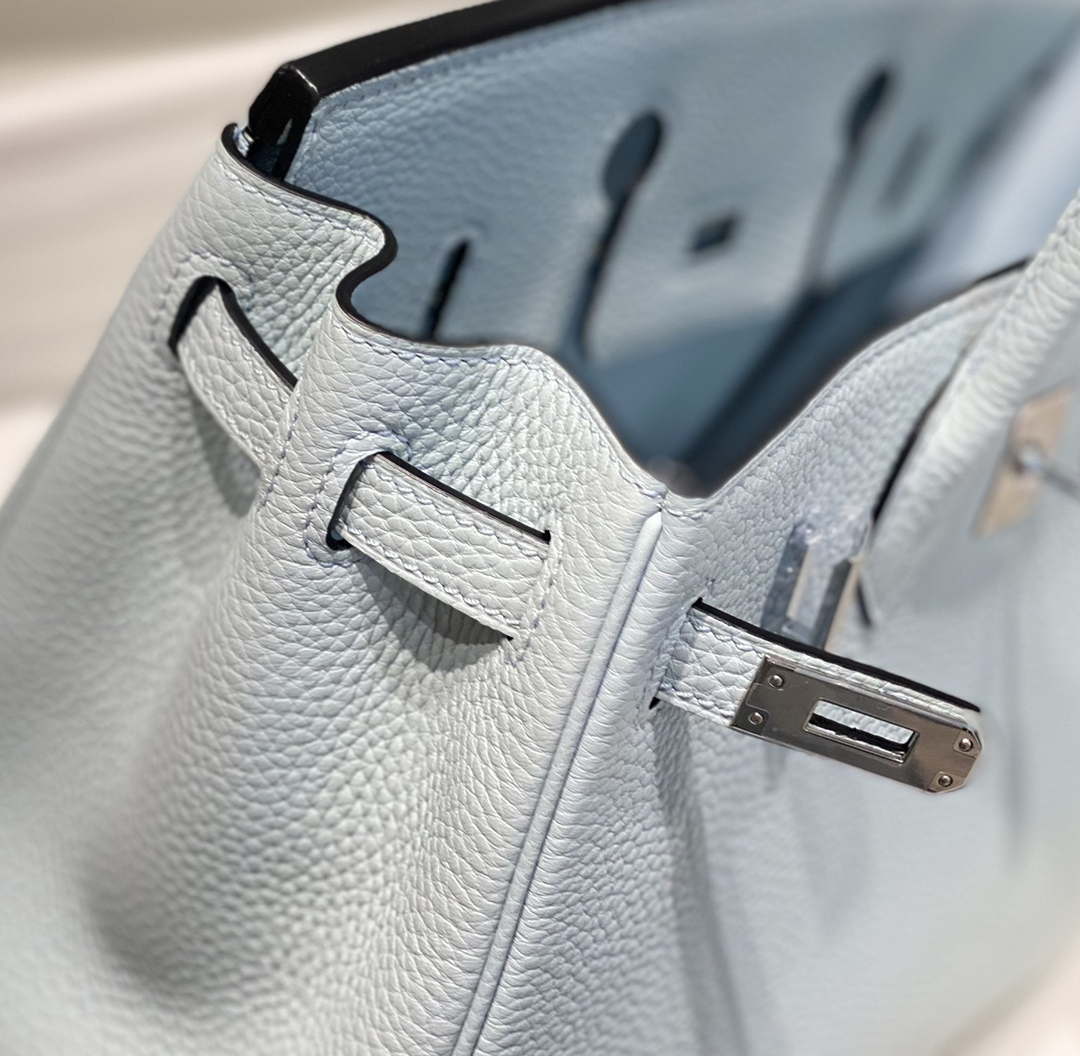 Hermes Birkin Designer Tote Bag Togo Leather 28566 Blue Pale