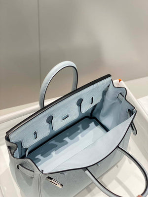 Hermes Birkin Designer Tote Bag Togo Leather 28566 Blue Pale - Silver / 25cm - View 9