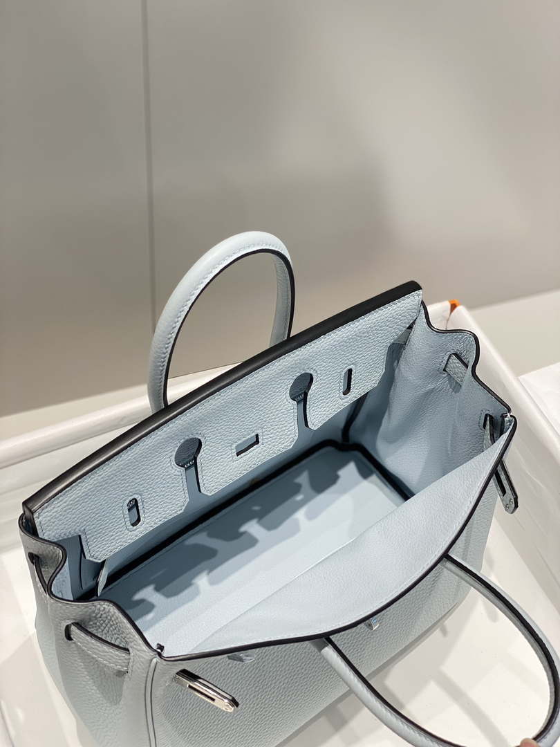 Hermes Birkin Designer Tote Bag Togo Leather 28566 Blue Pale