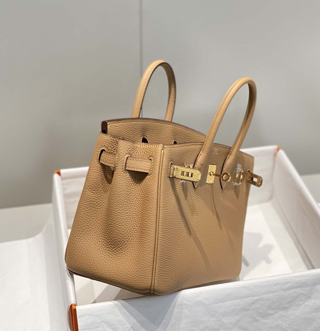 Hermes Birkin Designer Tote Bag Togo Leather 28567 Camel - Gold / 25cm - View 4