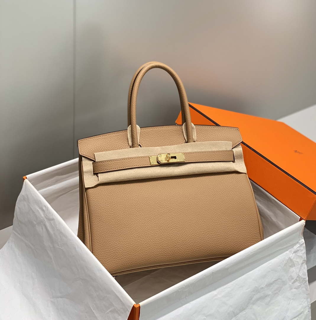 Hermes Birkin Designer Tote Bag Togo Leather 28567 Camel - Gold / 25cm - View 10
