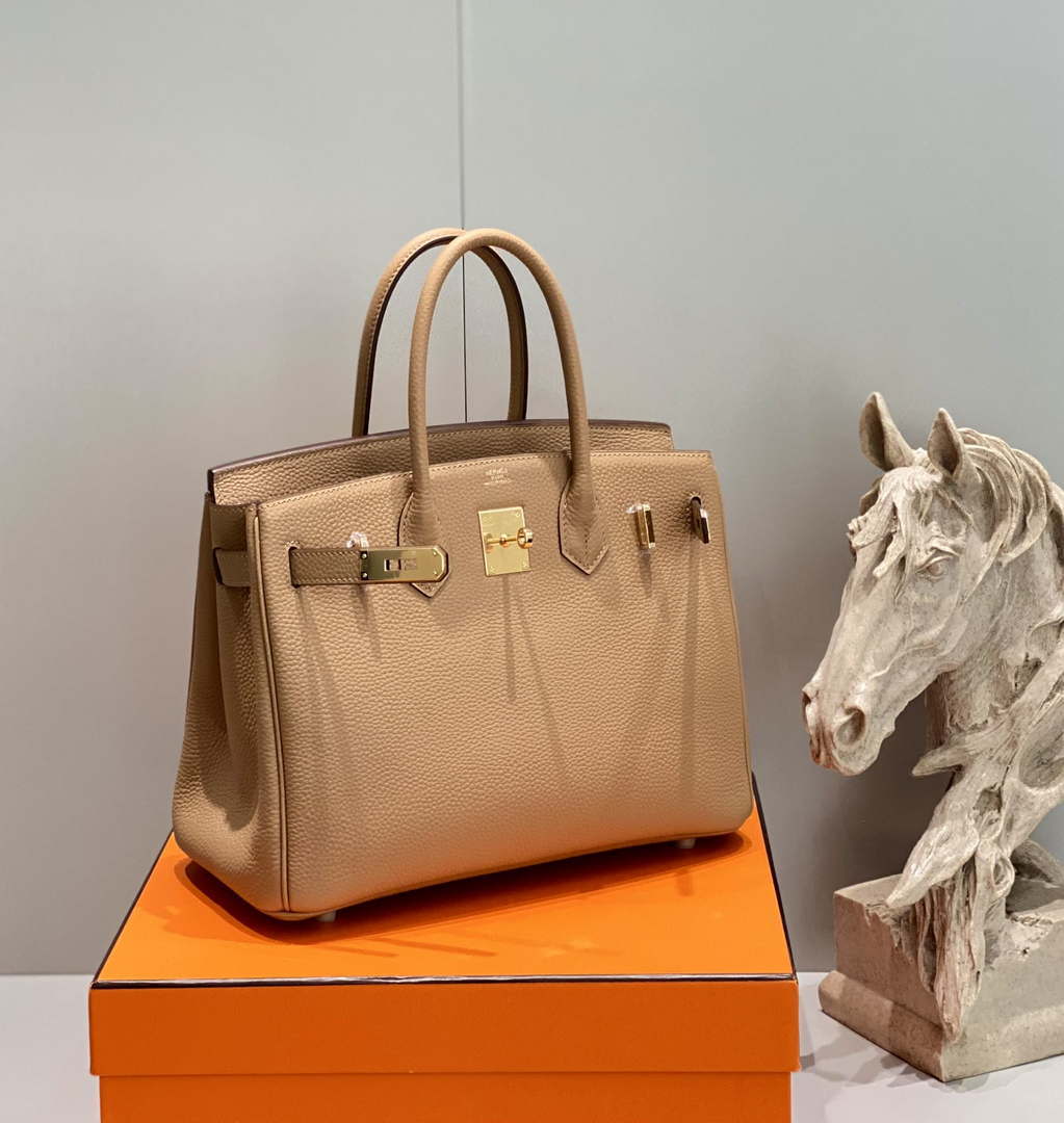 Hermes Birkin Designer Tote Bag Togo Leather 28567 Camel