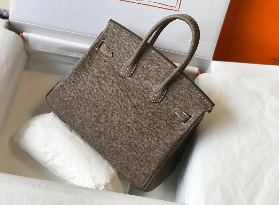 Hermes Birkin Handbags Designer Hermes Bag Epsom Leather 28522 Elephant Grey - Gold / 25cm - View 3