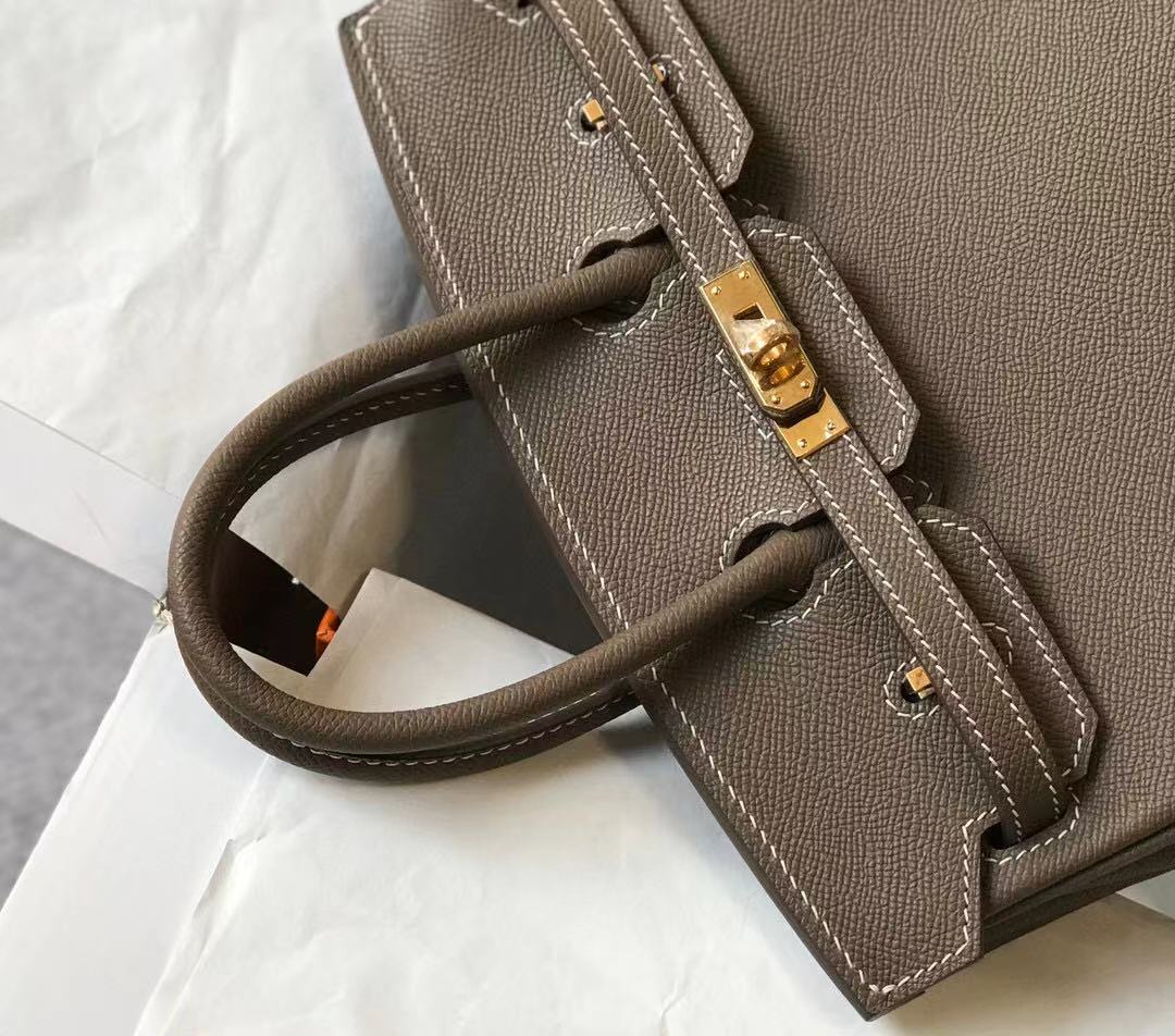 Hermes Birkin Handbags Designer Hermes Bag Epsom Leather 28522 Elephant Grey - Gold / 25cm - View 6