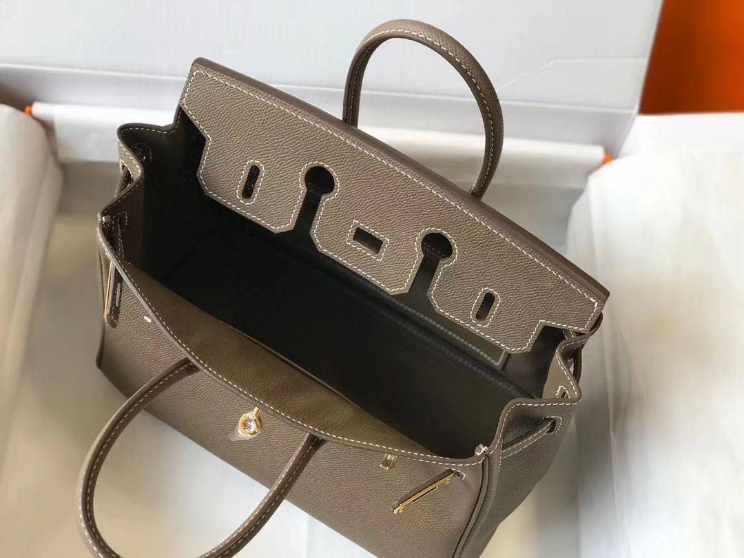 Hermes Birkin Handbags Designer Hermes Bag Epsom Leather 28522 Elephant Grey - Gold / 25cm - View 9