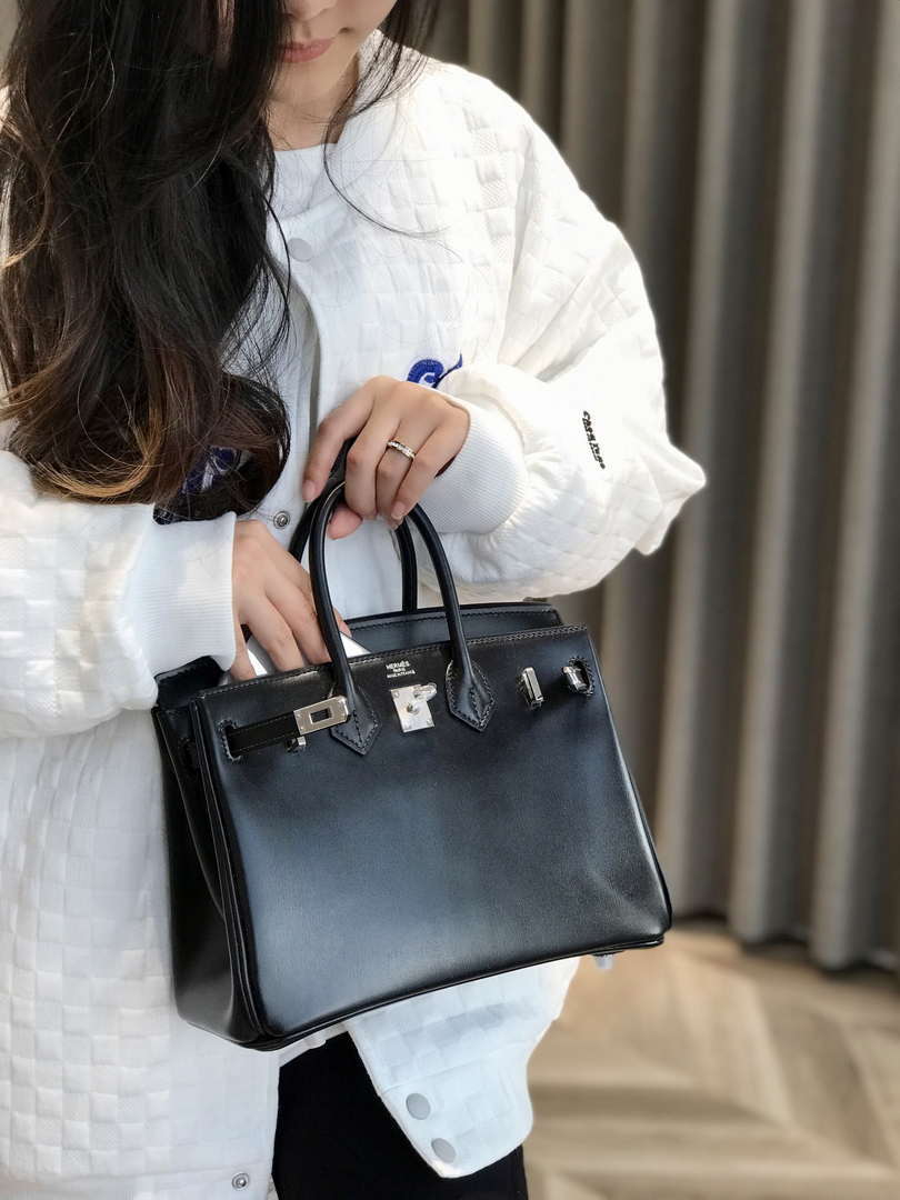 Hermes Birkin Tote Bag Fine grain calfskin Silver H28820 - Default Title - View 1