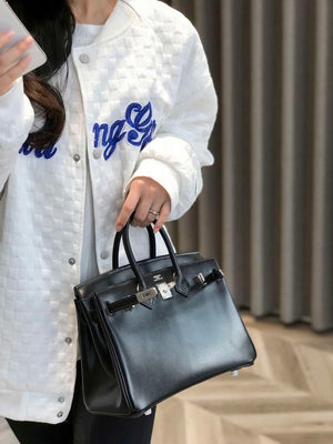 Hermes Birkin Tote Bag Fine grain calfskin Silver H28820 - Default Title - View 4