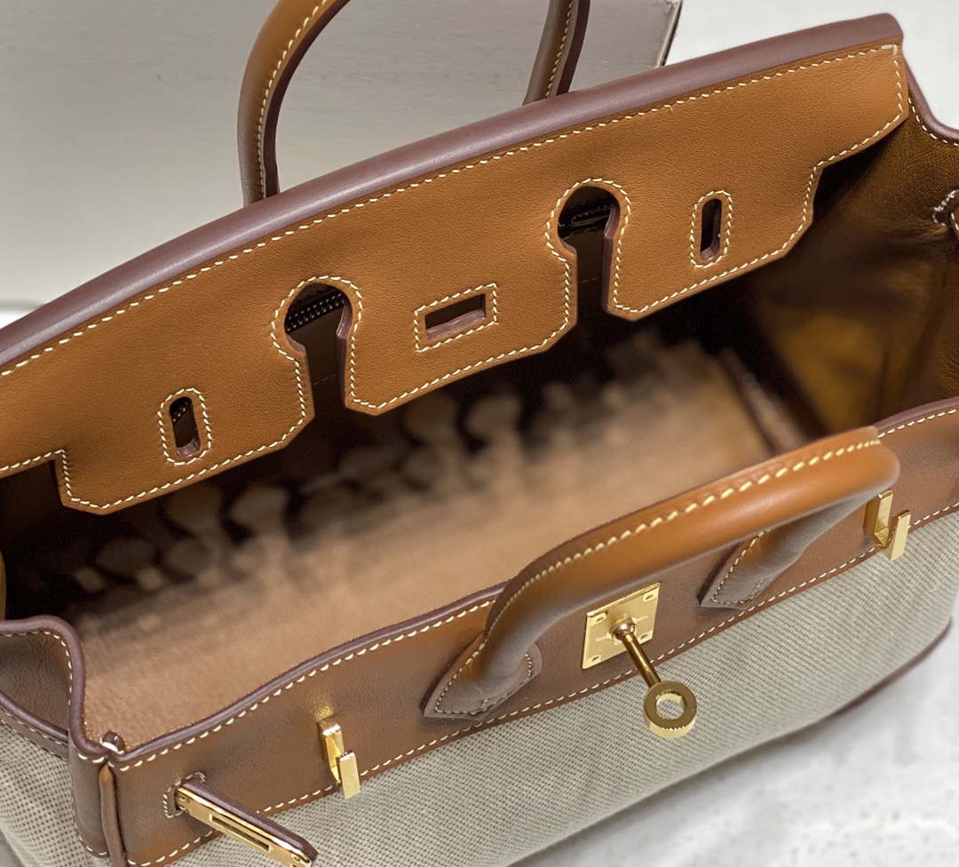 Hermes Birkin Tote Bag Swift leather with canvas 285899 - 25cm - View 9