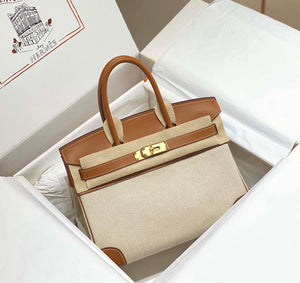 Hermes Birkin Tote Bag Swift leather with canvas 285899 - 25cm - View 10