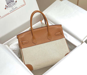 Hermes Birkin Tote Bag Swift leather with canvas 285899 - 25cm - View 11