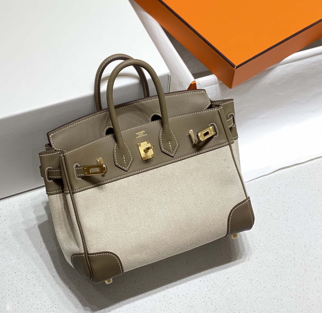 Hermes Birkin Tote Bag Swift leather with canvas 285900 - 25cm - View 3
