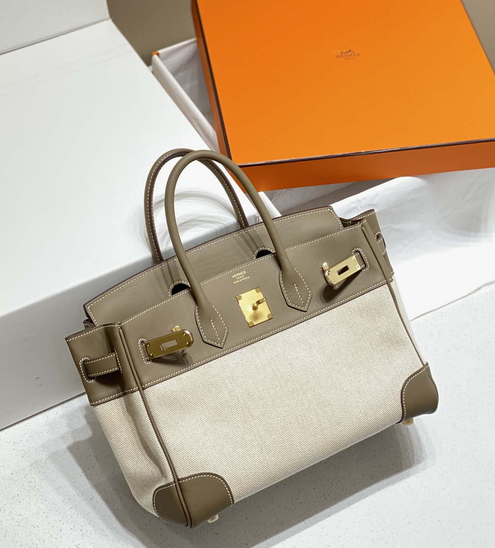 Hermes Birkin Tote Bag Swift leather with canvas 285900 - 25cm - View 12