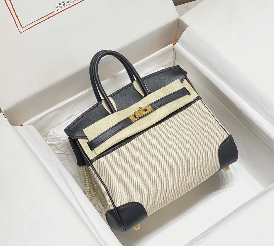 Hermes Birkin Tote Bag Swift leather with canvas 285901 - 25cm - View 1