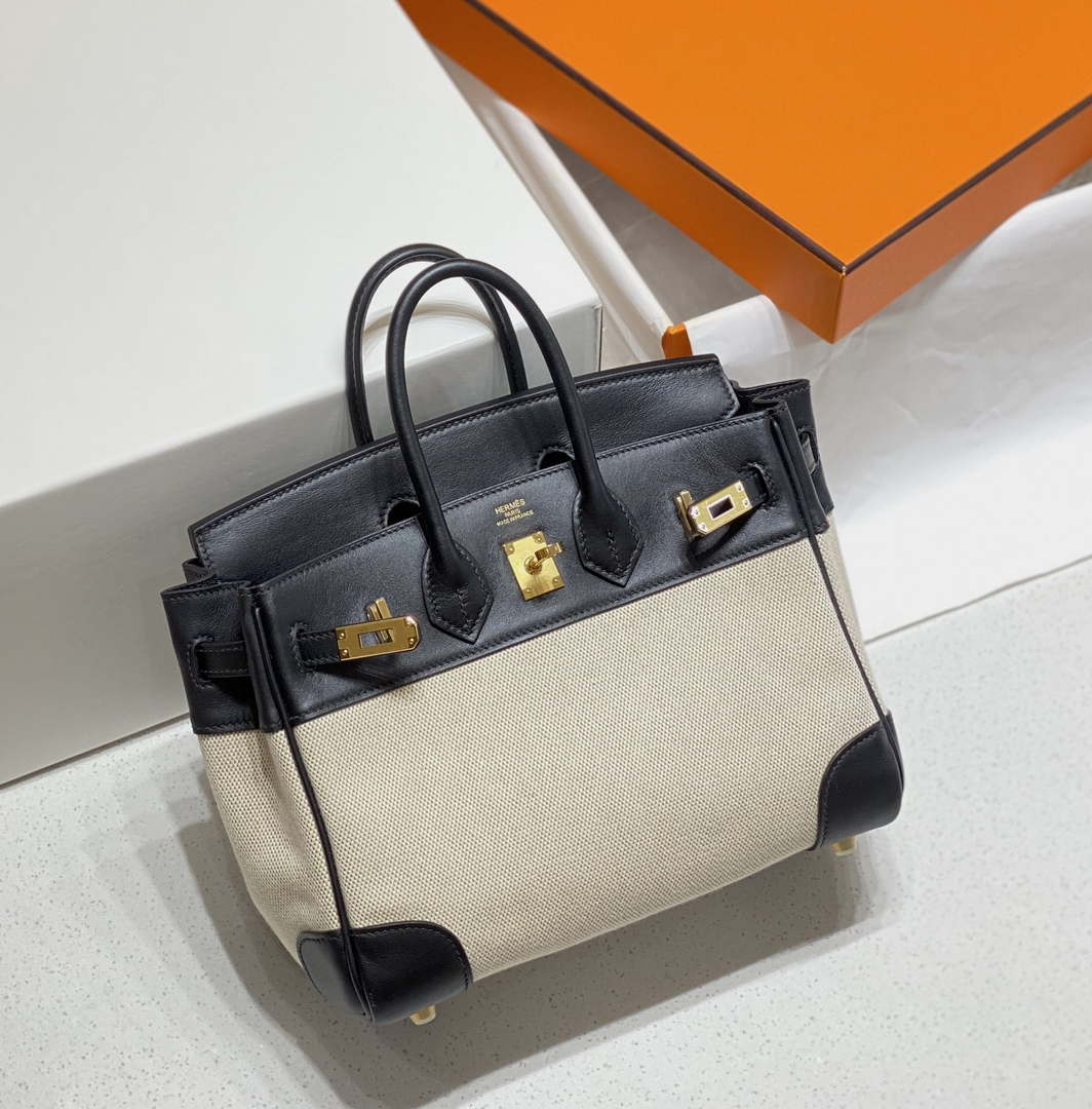 Hermes Birkin Tote Bag Swift leather with canvas 285901 - 25cm - View 2