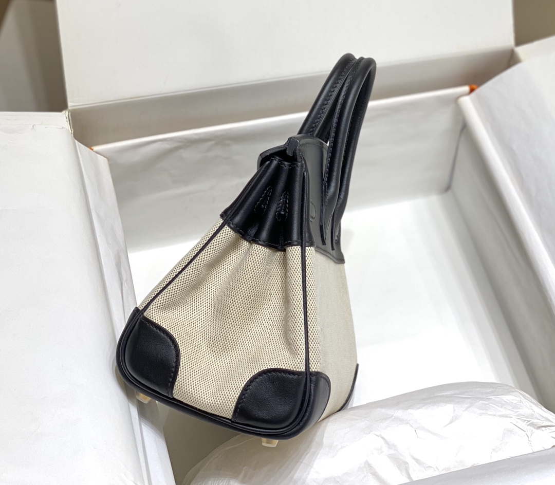 Hermes Birkin Tote Bag Swift leather with canvas 285901 - 25cm - View 3