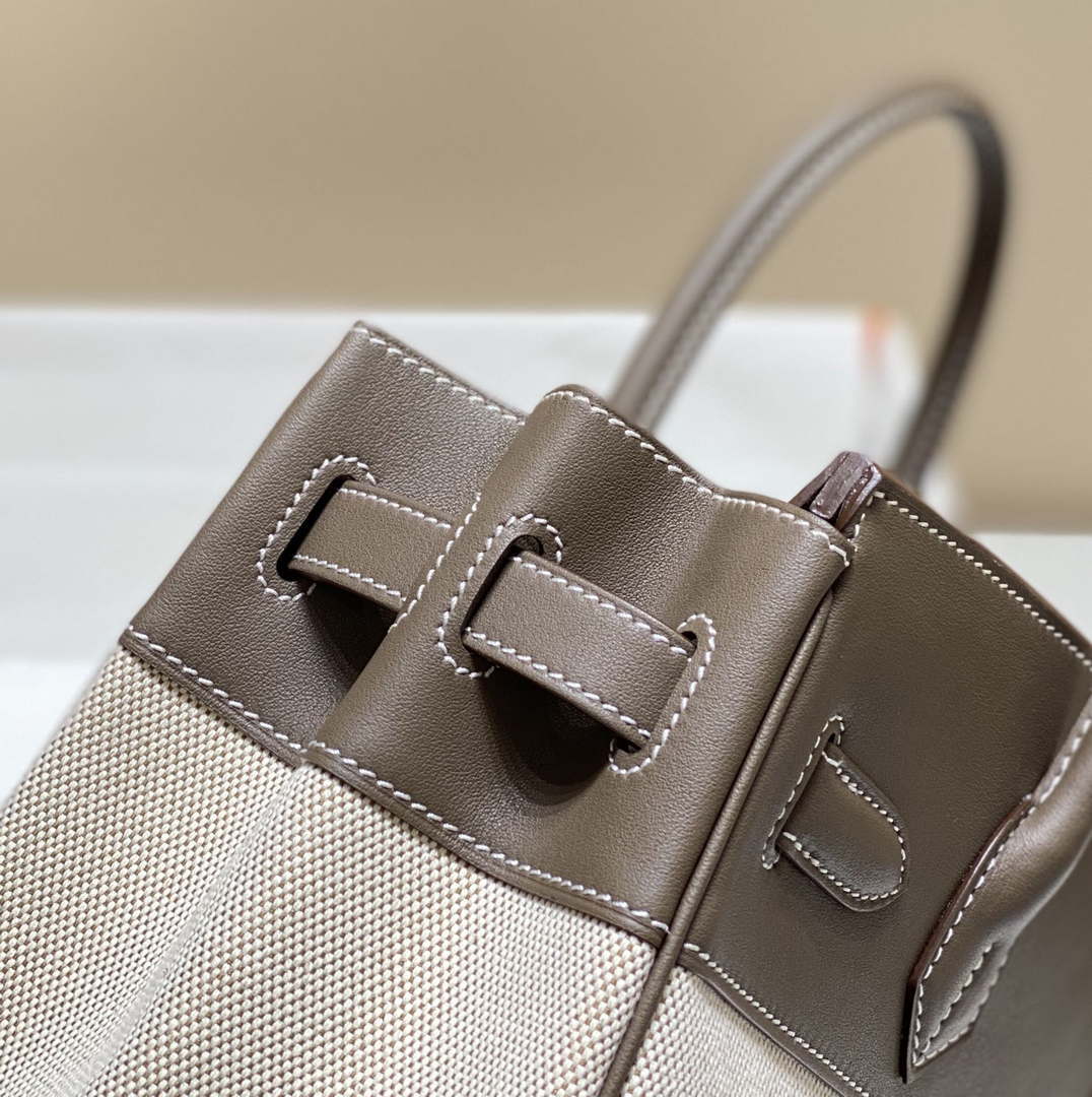 Hermes Birkin Tote Bag Swift leather with canvas 285902 - 30cm - View 5