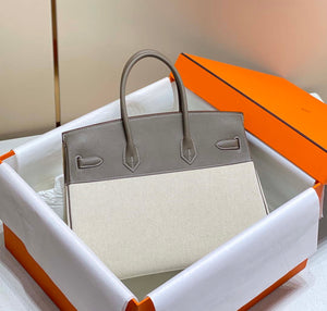 Hermes Birkin Tote Bag Swift leather with canvas 285902 - 30cm - View 11