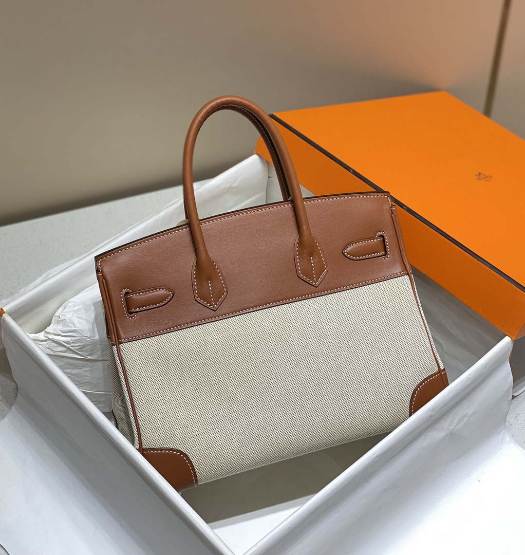 Hermes Birkin Tote Bag Swift leather with canvas 285903 - 30cm - View 2