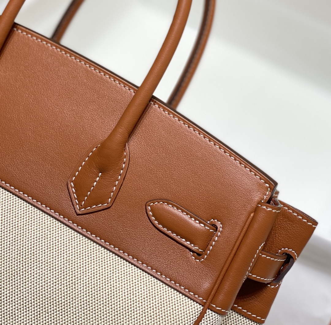 Hermes Birkin Tote Bag Swift leather with canvas 285903 - 30cm - View 4