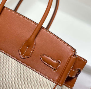 Hermes Birkin Tote Bag Swift leather with canvas 285903 - 30cm - View 4