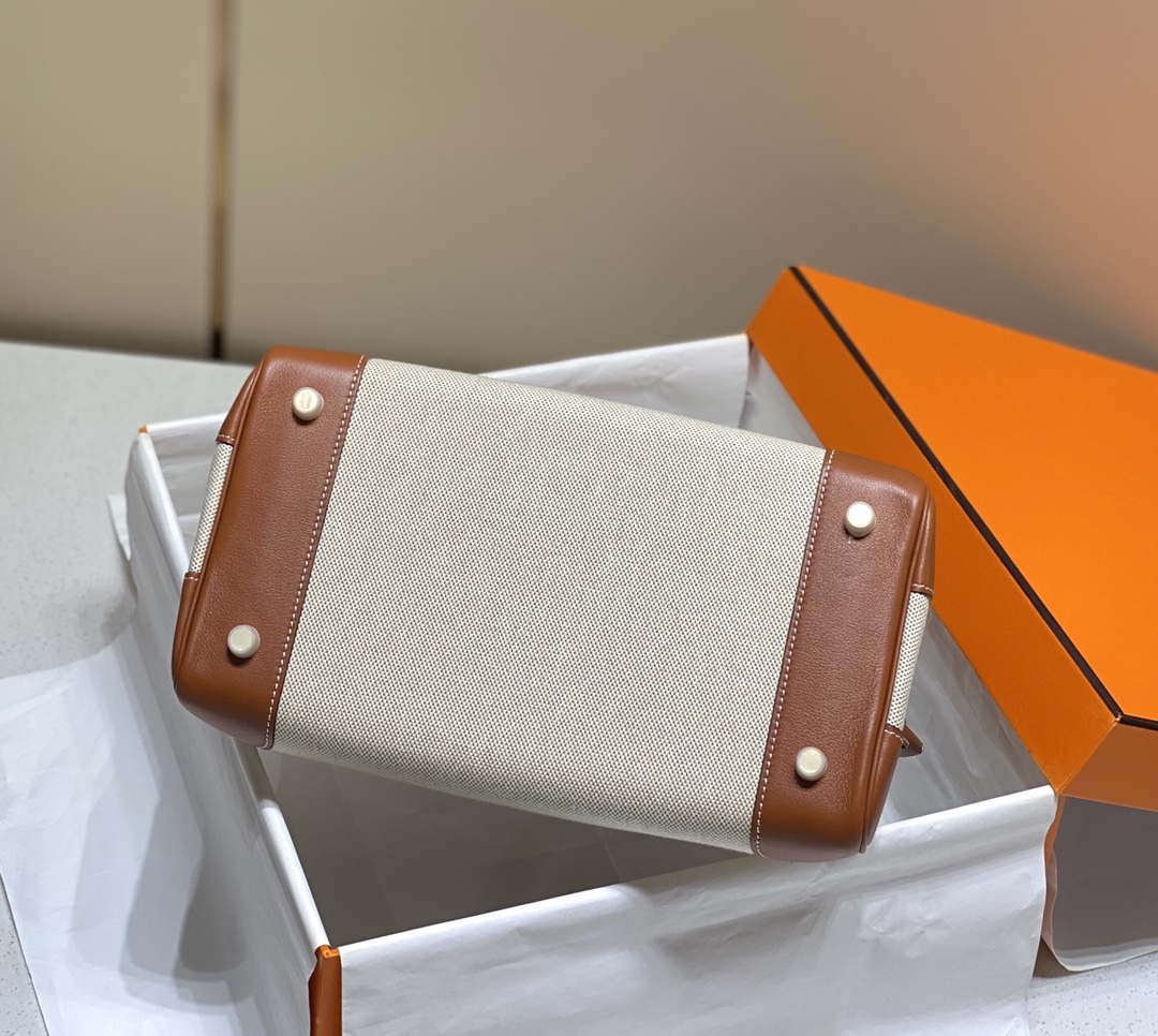 Hermes Birkin Tote Bag Swift leather with canvas 285903 - 30cm - View 7