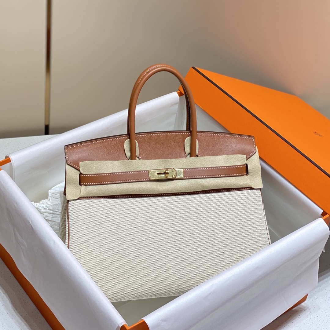 Hermes Birkin Tote Bag Swift leather with canvas 285903 - 30cm - View 10