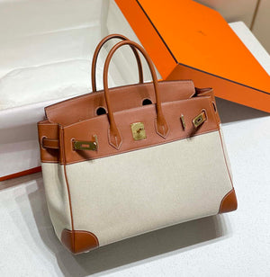 Hermes Birkin Tote Bag Swift leather with canvas 285903 - 30cm - View 12