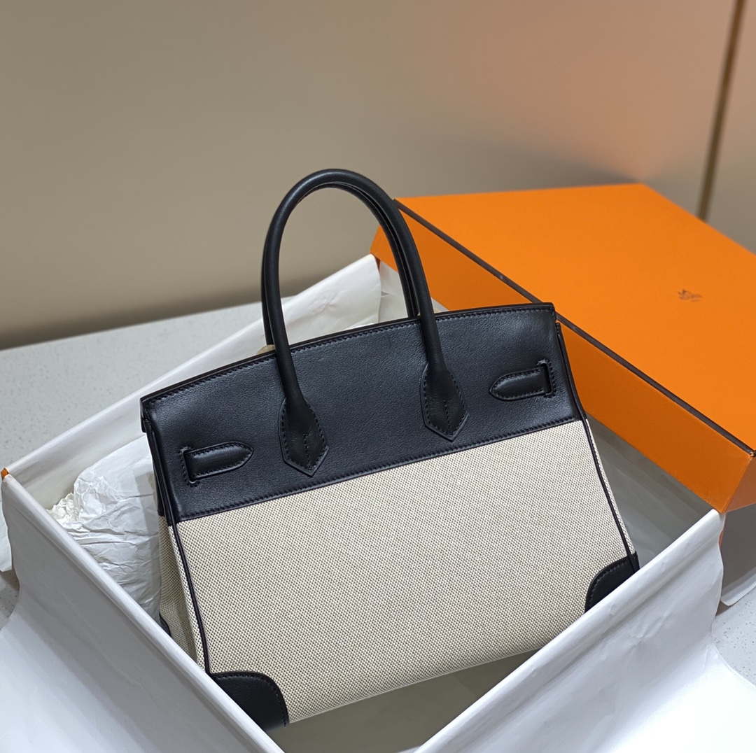 Hermes Birkin Tote Bag Swift leather with canvas 285904 - 30cm - View 2
