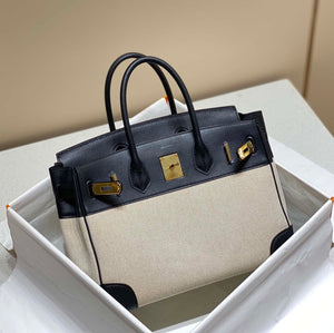 Hermes Birkin Tote Bag Swift leather with canvas 285904 - 30cm - View 3