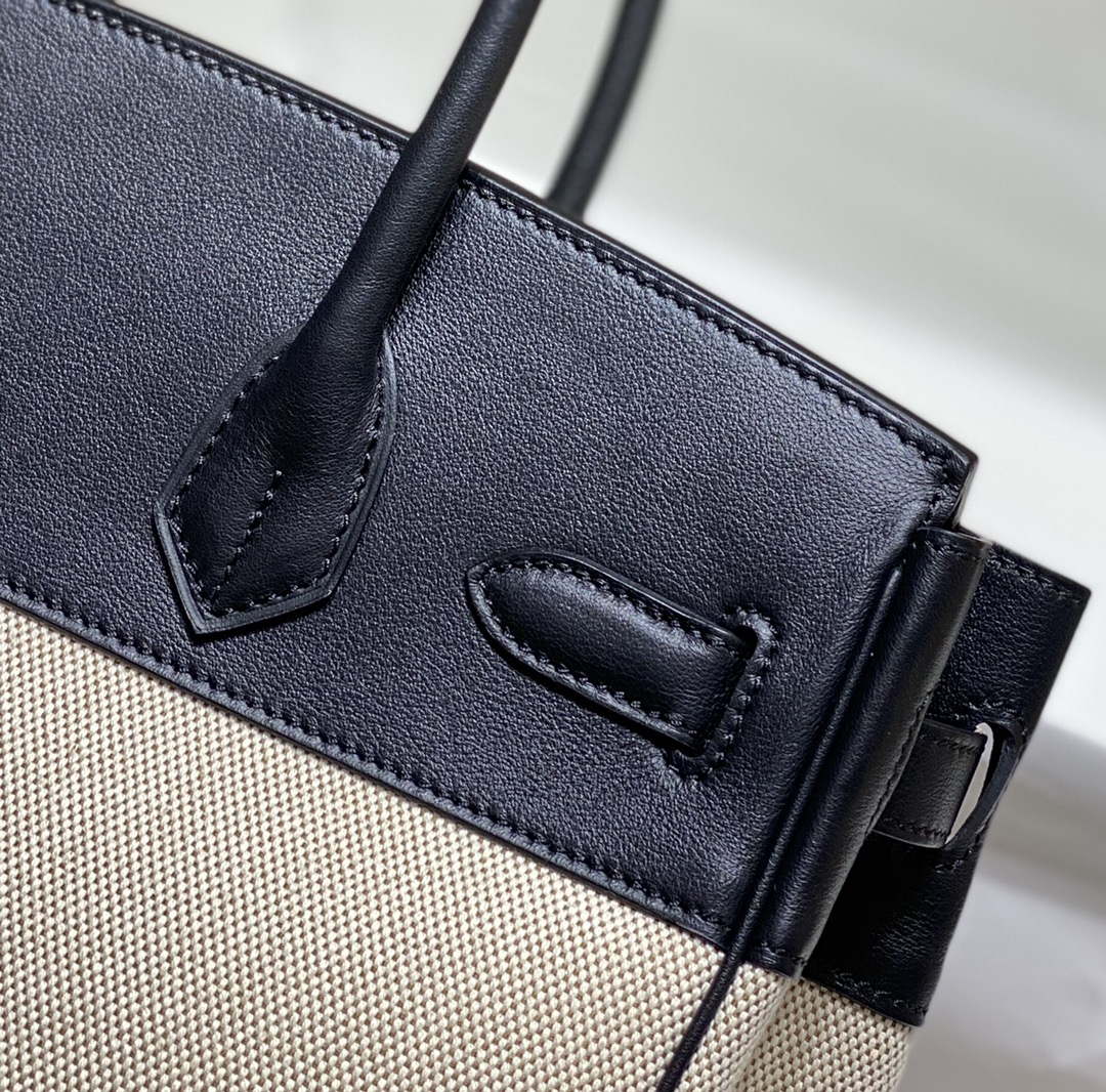 Hermes Birkin Tote Bag Swift leather with canvas 285904 - 30cm - View 5