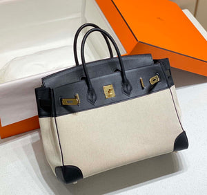 Hermes Birkin Tote Bag Swift leather with canvas 285904 - 30cm - View 12
