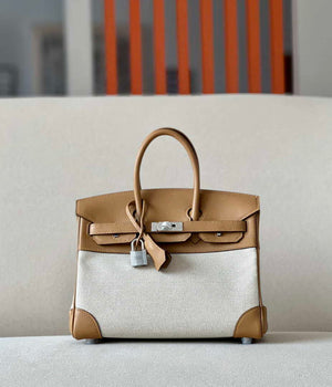 Hermes Birkin Tote Bag Swift leather with canvas 286003 - Gold / 25cm - View 8