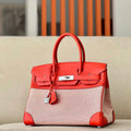 Hermes Birkin Tote Bag Swift leather with canvas 30cm 286004 - Default Title - View 1