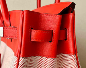 Hermes Birkin Tote Bag Swift leather with canvas 30cm 286004 - Default Title - View 2