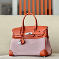 Hermes Birkin Tote Bag Swift leather with canvas 30cm 286005 - Default Title - View 1