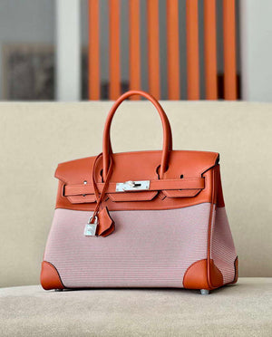 Hermes Birkin Tote Bag Swift leather with canvas 30cm 286005 - Default Title - View 1