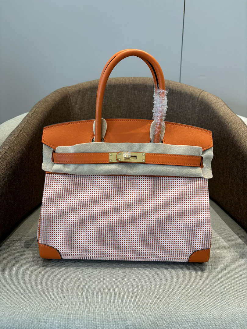 Hermes Birkin Tote Bag Swift leather with canvas 286009 - Gold / 25cm - View 2