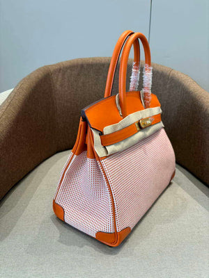 Hermes Birkin Tote Bag Swift leather with canvas 286009 - Gold / 25cm - View 4