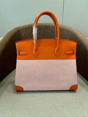 Hermes Birkin Tote Bag Swift leather with canvas 286009 - Gold / 25cm - View 6