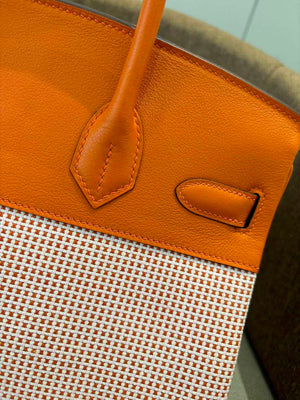 Hermes Birkin Tote Bag Swift leather with canvas 286009 - Gold / 25cm - View 7