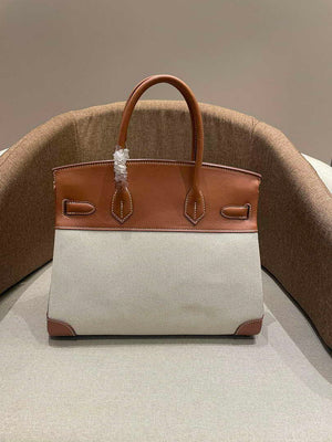 Hermes Birkin Tote Bag Swift leather with canvas 286011 - Gold / 25cm - View 5