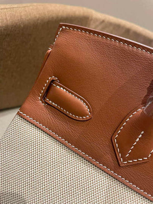 Hermes Birkin Tote Bag Swift leather with canvas 286011 - Gold / 25cm - View 6
